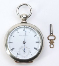 Antique American Watch Co. Silveroid Nickel Key Wind Size 18 Pocket Watch