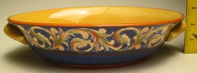 Pfaltzgraff Villa Della Luna Oval Handled Serving Bowl 11  long Vibrant Colors