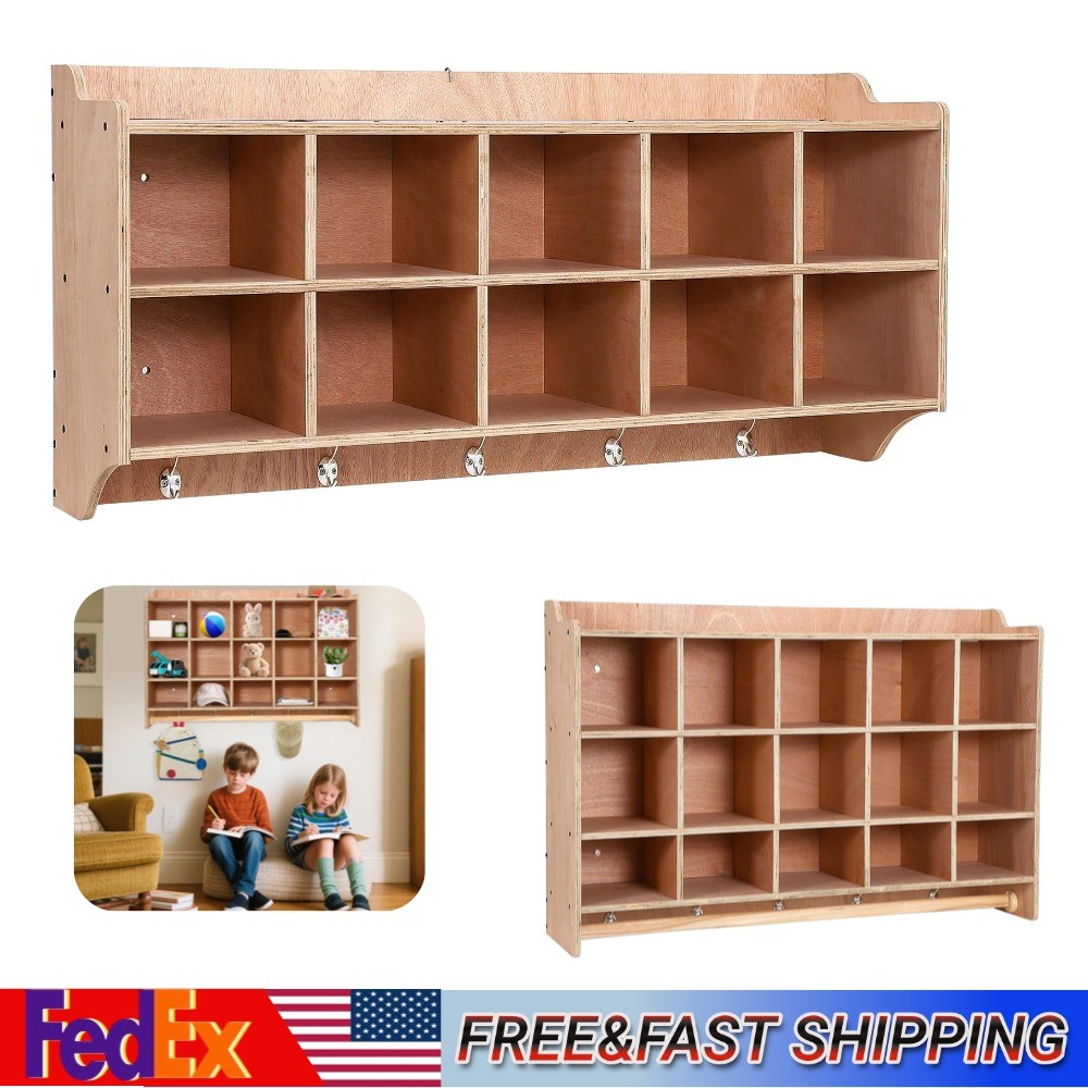 10/15 Cubes Cubby Storage Daycare Shelves Hooks & Shoe Shelf Hanging Wall Mount