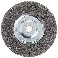 Forney 72745 Wire Bench Wheel Brush, Coarse Crimped with 1/2-Inch and 5/8-Inch
