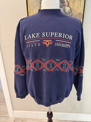 Vintage 1991 Lake Superior State University Sweatshirt Navy Overwear USA