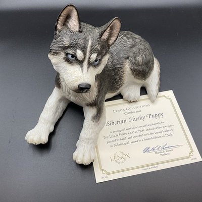 #ad Lenox Siberian Husky Puppy Collection Limited Edition Vintage Fine Porcelain $40.00