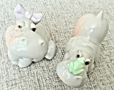 Pair of Lladro Noa Porcelain Figurines Hippos In Love 1998 Retired