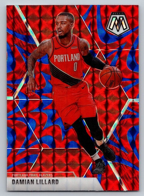 2019-20 Panini Mosaic #5 Damian Lillard Reactive Blue