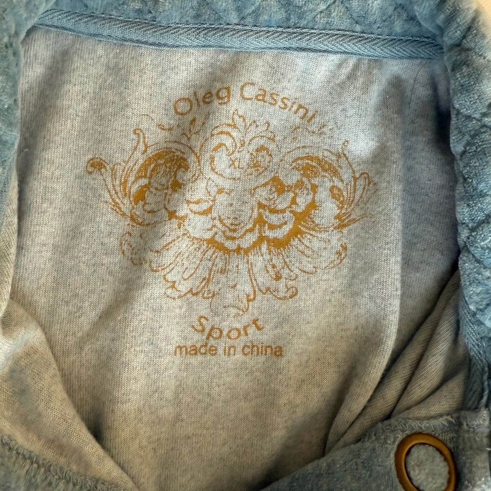 Chaqueta deportiva Oleg Cassini suéter jersey mujer grande azul acolchado de colección años 80 Y2K Foto 3 de 4