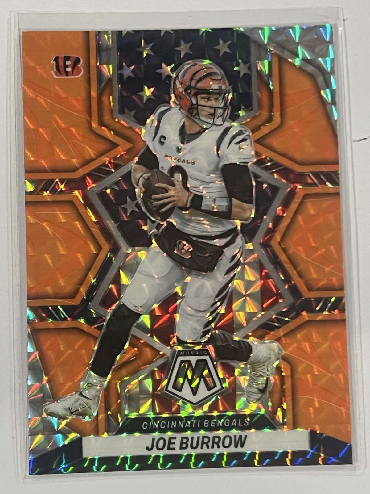 2022 Panini Mosaic - National Pride Joe Burrow #255 Mosaic Reactive Orange Prizm