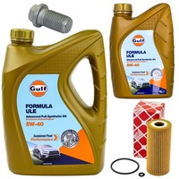 MotoröL Filter Set Gulf Formula ULE 5W-40 6 Liter + Schraube FüR Mercedes W169