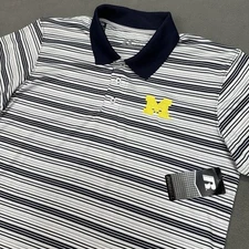 Russell Athletic Michigan University Wolverines Striped Polo Mens L Performance