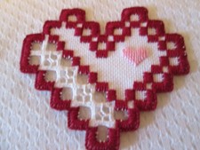 Hardanger Heart Norwegian Embroidery Burgundy-pink