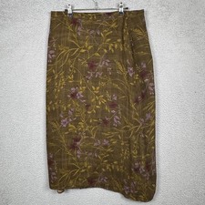 Falda De Colección Rena Rowan Para Mujer 16 Marrón Floral Rayón Mezcla Lana Country Prairie
