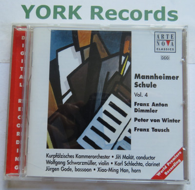 MANNHEIMER SCHULE VOL 4 - DIMMLER / VON WINTER / TAUSCH - Ex Con CD Arte Nova