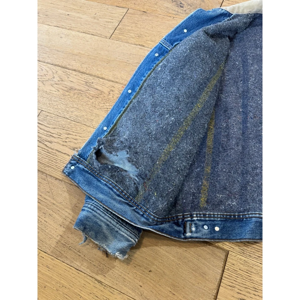 Mustang Stormrider Denim Jacket XL Blue Lined Vintage Trucker Jean Coat - Image 4 of 4