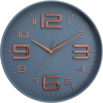 12 inch Silent and Non tick Battery Powered Quartz Round Wall Clock Blue Modern