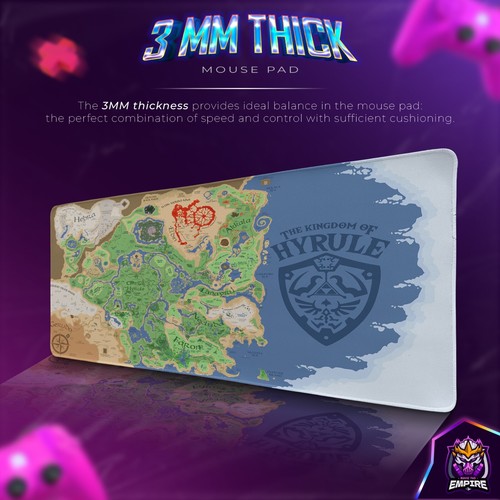 Zelda Hyrule Kingdom Map Desk Mat - Breath of the Wild Gaming Mouse Pad - Picture 2 of 7