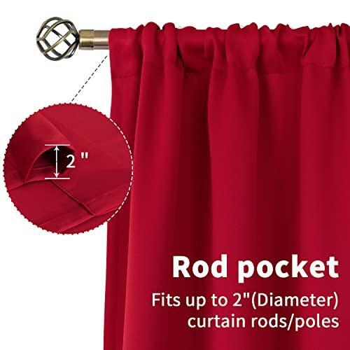 Cortinas rojas de bolsillo BGment Rod 63 pulgadas de largo para dormitorio - térmicas - Imagen 4 de 6