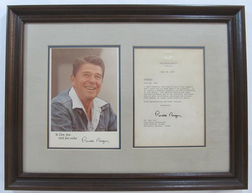Fotografía y carta firmadas por Ronald Reagan 8x10 ¡2 firmas automáticas de la Casa Blanca!¡! - Imagen 7 de 12