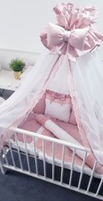 Crown Chiffon Canopy for Baby Cot Bed, Drape Net with Decorative Lace Bow