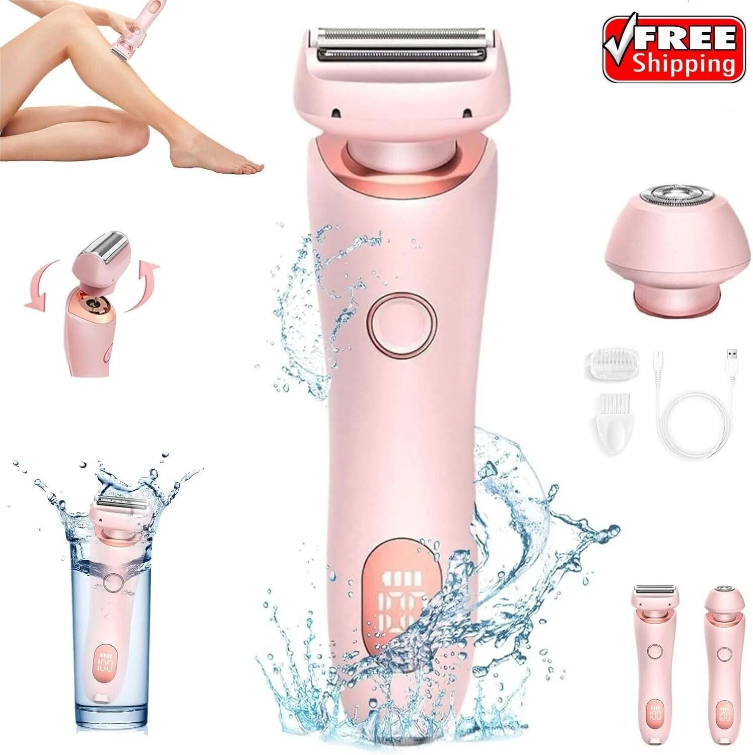 Lady Shaver, 2 in 1 Electric Shaver Razors for Women, Gentle on Skin Wet and Dry