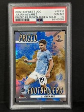 2022-23 Topps Finest UCL Man City RC Julian Alvarez Blue/Gold Fusion PSA 10