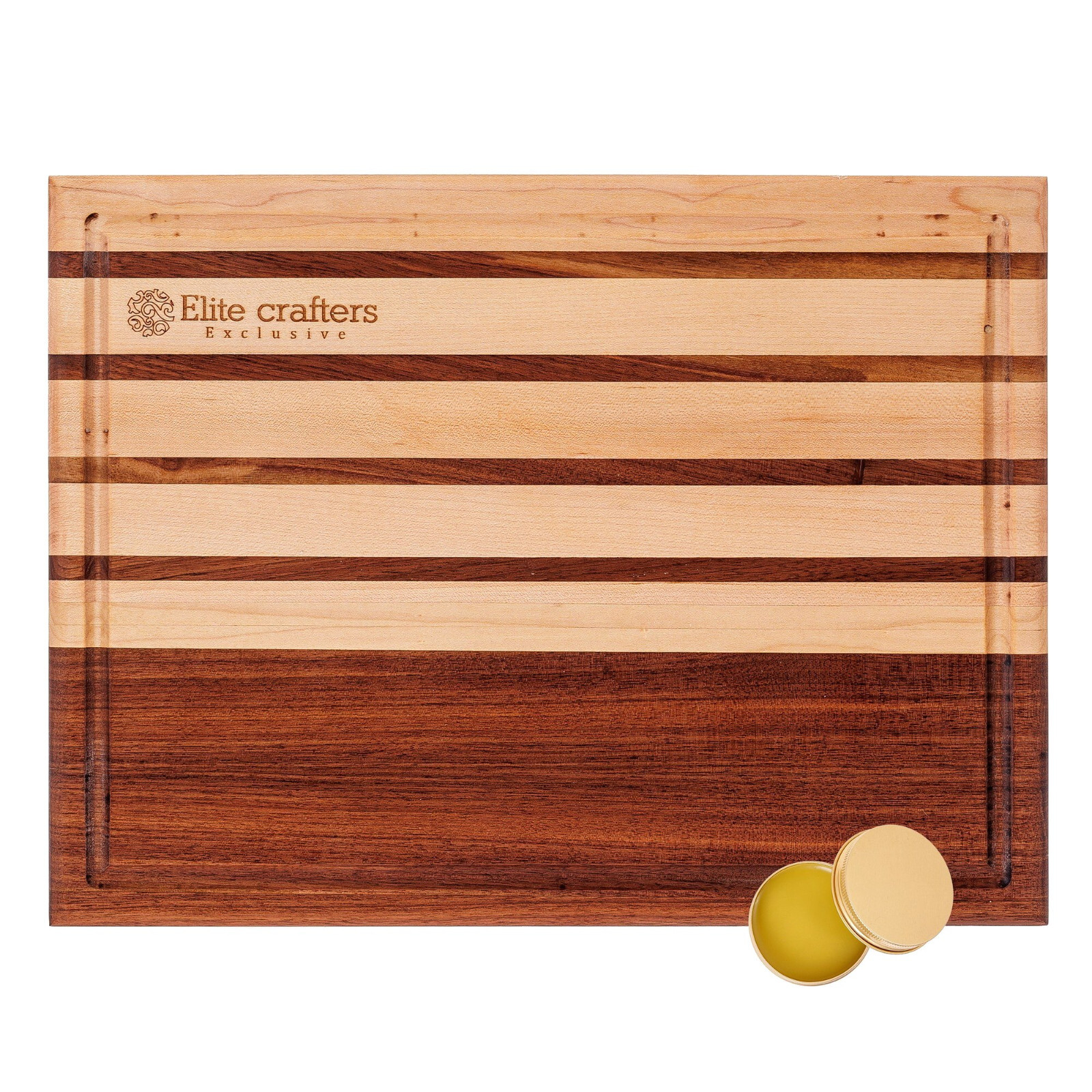 Cutting Board or Serving Board 40x30x2cm, Flega Design. Handmade Maple & Walnut-image