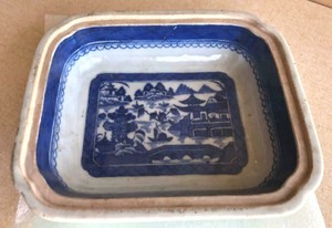 Rectangle Bowl Chinese Export Porcelain Canton Blue And White c. 1780s