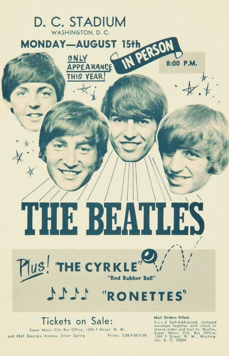 1966 THE BEATLES CONCERT POSTER WALL ART PRINT +1 FREEBIE SIZE 11