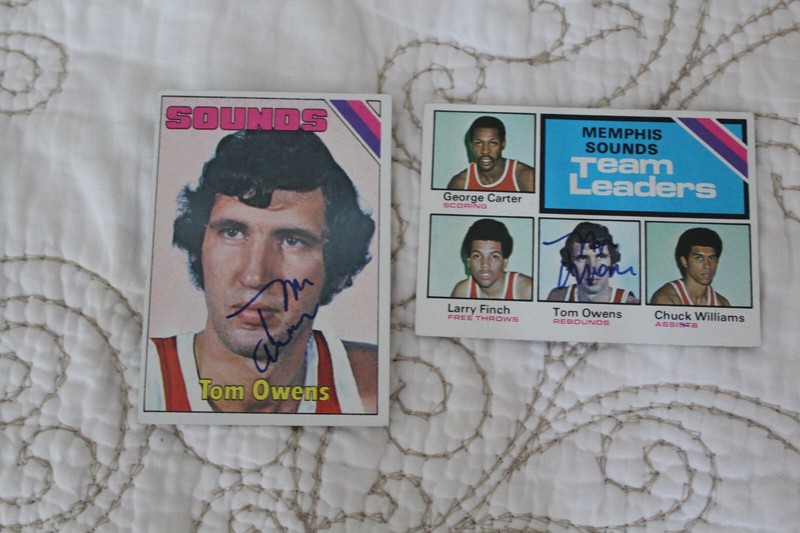 Autograph Basketball 2 Cards Topps 1975-6 Memphis Sounds ABA Tom Owens