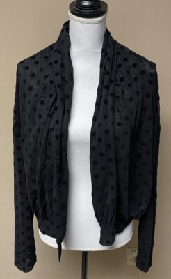 NWT Women s Anthropologie Ett.twa Black Lawrence Polka Dot Wrap Jacket Size L