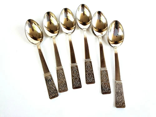 Tea Spoons Set of 6, Silver 835/1000, Made in USSR, from 1970's, All - 163g.