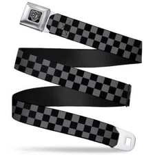 Black Gray Checkered BD Logo Seatbelt Buckle Belt Official Licensed REGULAR SIZE