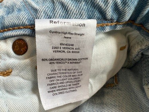 REFORMATION Cynthia high rise straight jeans size 24 - Picture 7 of 7