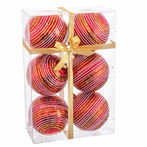 Christmas Baubles Red Plastic Spiral 8 X 8 X 8 Cm (6 Units) NUOVO