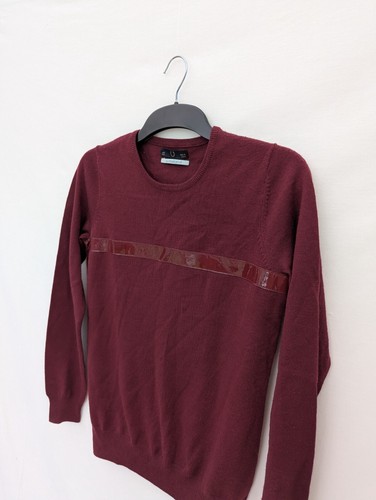 Maglione Fred Perry donna UK 8 maglia bordeaux 100% lana pullover Richard Nicoll S - Foto 2 di 8