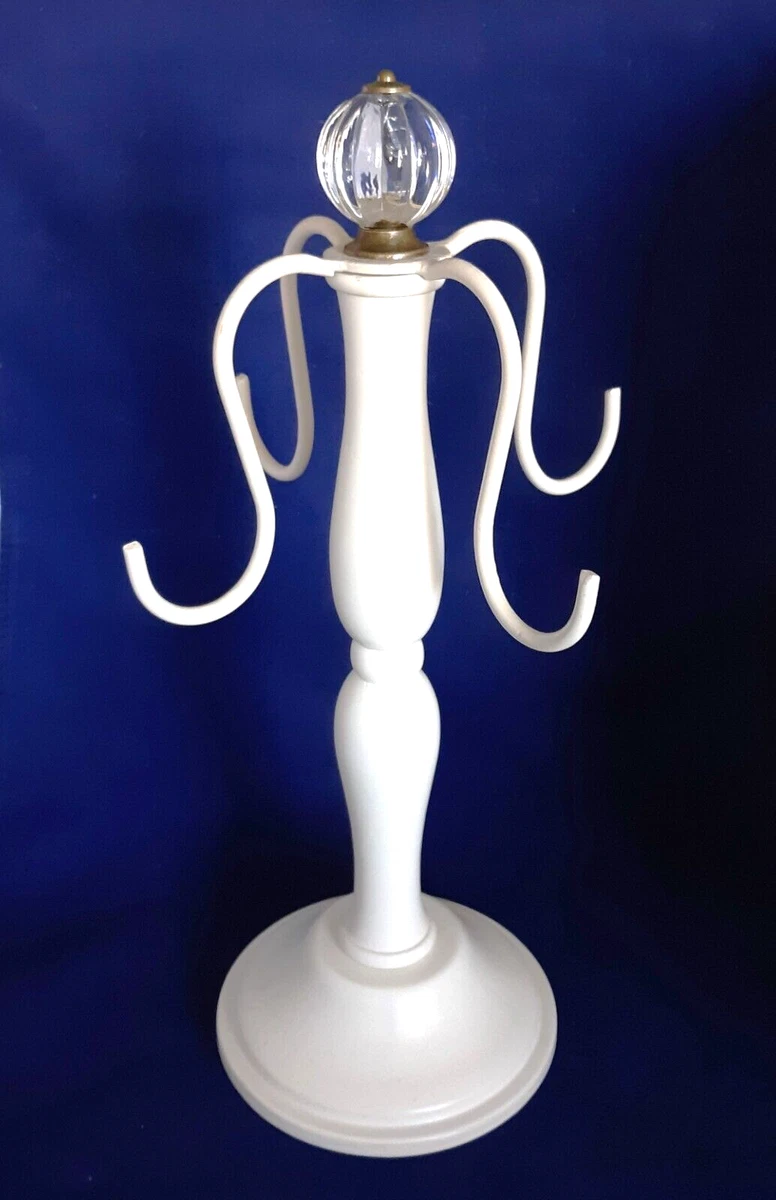 The Pioneer Woman Chandelier Mug Tree Linen Color Faux Crystal knob Sturdy