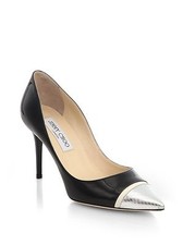 JIMMY CHOO BAHAMA CLASSIC BLACK PATENT SILVER SNAKE TOE PUMPS EU 40 I LOVE SHOES