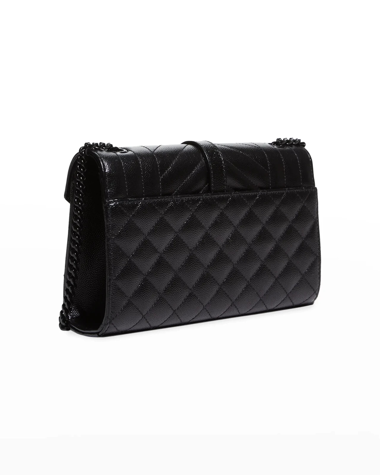 Borsa a tracolla Saint Laurent Small YSL Monogram trapuntata in pelle nera usata