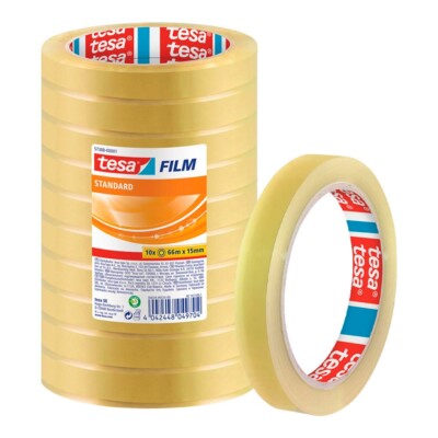 tesa FILM Klebefilm transparent 15,0 mm x 66,0 m - 10 Rollen tesafilm 57388-0000