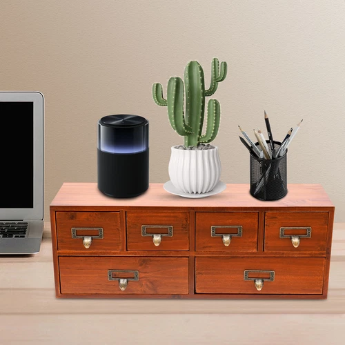 6 Drawers Desktop Dresser Wooden Storage Dressers Chests of Drawers for Bedroom - Picture 19 of 21