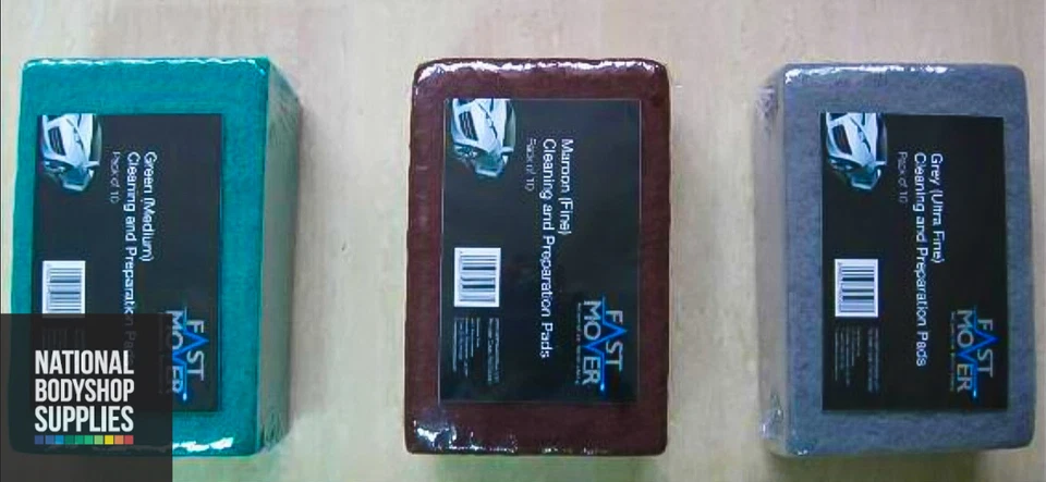 MHP SCOCH BRIGHT PADS, PACK OF 10 RED/MAROON FINE / GREY ULTRA FINE / GREEN MEDIUM