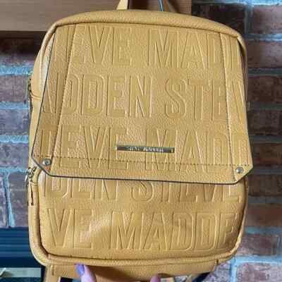 Steve Madden Yellow Embossed Backpack Steve Madden Mustard Yellow BTampa Logo Square Embossed  main image 4