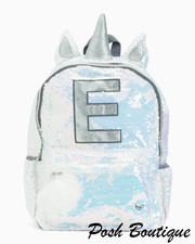 unicorn initial flip sequin backpack