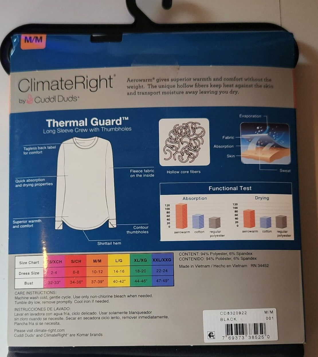 Climate Right Cuddl Duds Women's Thermal Guard Long Sleeve Crew Sz M