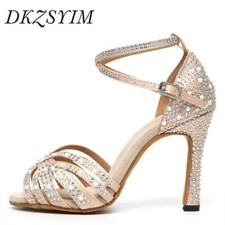 Rhinestone Latin Dance Shoes Women Latin Salsa Girl Shoes Shiny Ballroom Sandals