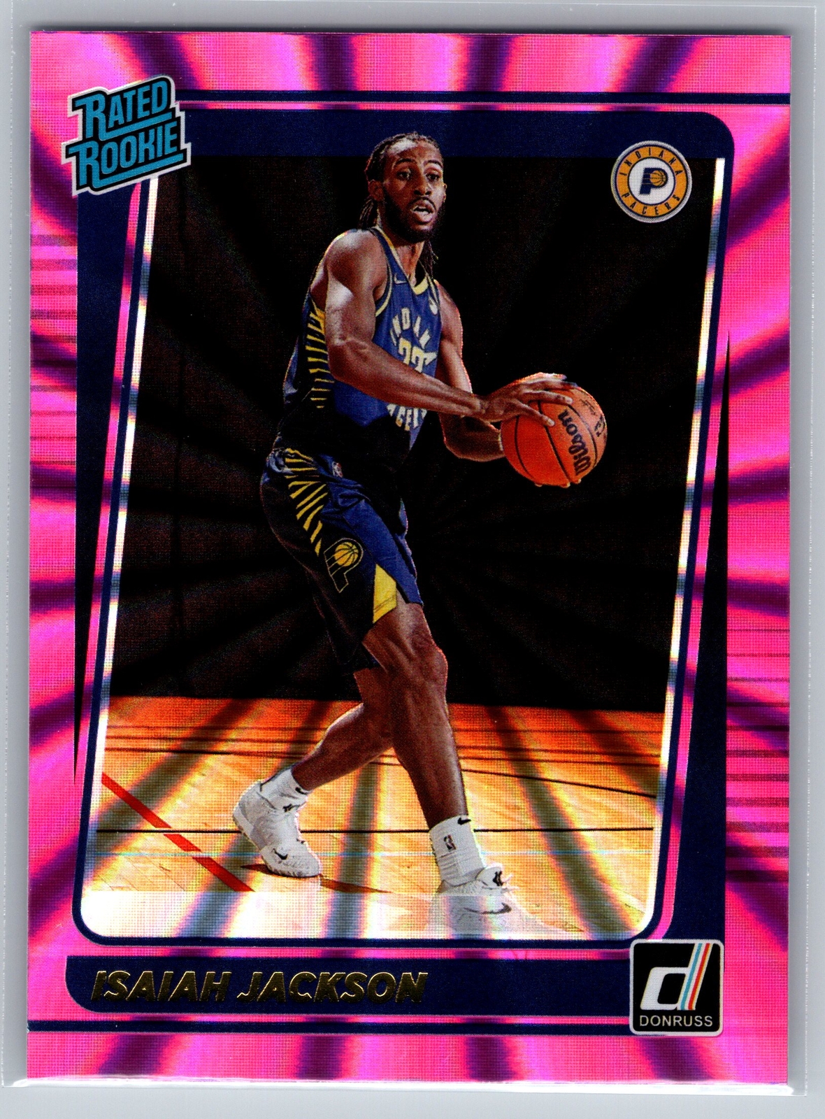 2021 Donruss Isaiah Jackson Rookie Holo Pink Laser #217 Indiana Pacers