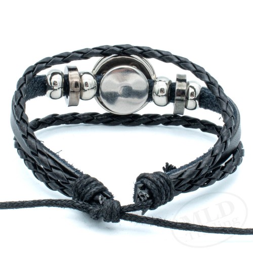 Pulsera de cuero trenzado San Miguel con cuentas de hematita y metal, ajustable - Imagen 11 de 13