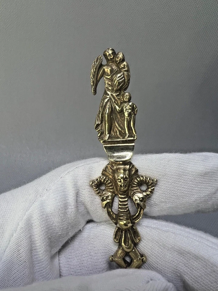 1879 Gild Sterling Silver John Figg London Special Serving Spoon St.Antony Demon - Image 2 of 4