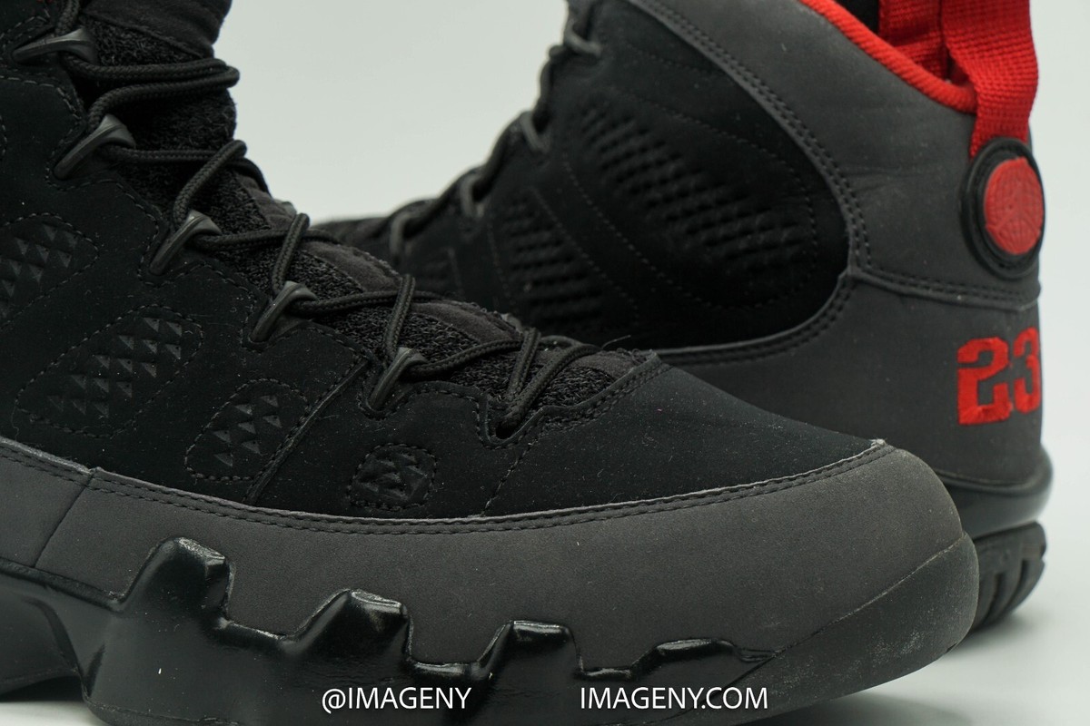 AIR JORDAN IX RETRO USED SIZE BLACK DARK CHARCOAL TRUE RED 302370 005