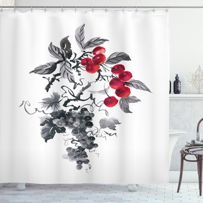 Rowan Shower Curtain Rural Natural Foliage Print for Bathroom