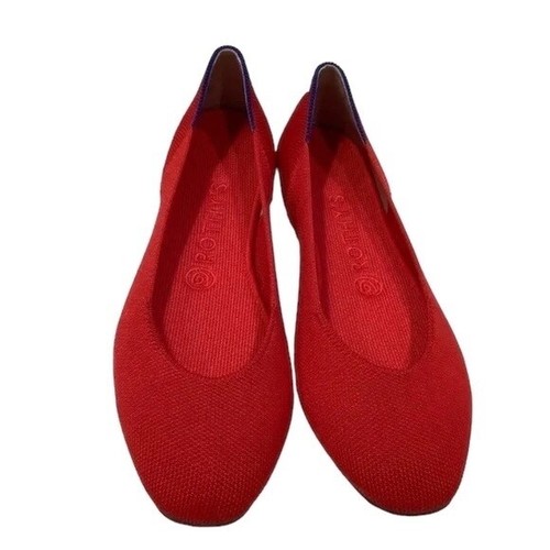 Rothy's The Square Cardinal rote Strickstoff Ballerinas Muster im Ruhestand, Größe 8W