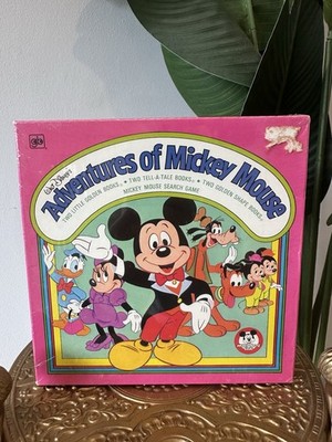 Walt Disney Adventures of Mickey Mouse Set NIP 1977 Little Golden Books Game